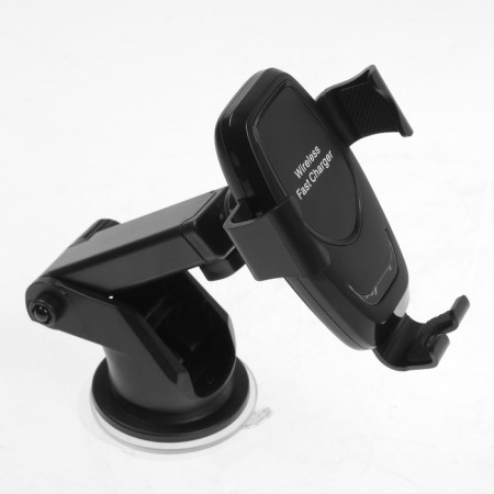 A phone holder with wireless charging, selfless capture 6-9.5 cm, black