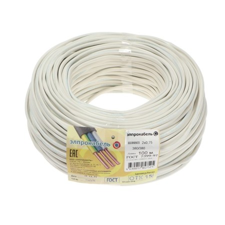 The wire is flexible flat industrial industry, 2x0.75, 100 m, GOST-1