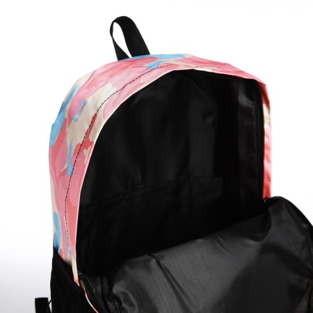Youth backpack from textiles, 3 pockets, pink color-5