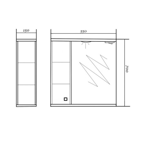 Cabinet-mirror ethno (with backlight) left 60 15 cm x 60 cm x 70 cm-1