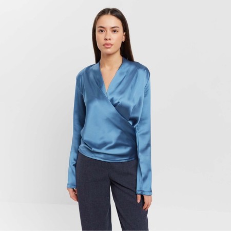 Women's blouse with a drapician Mist: Classic Collection p. 42, blue color-5