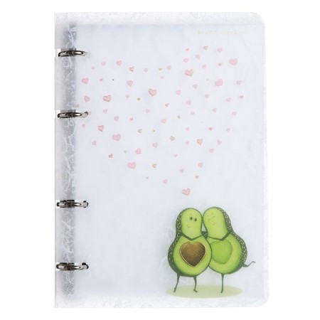 Notebook on rings, 80 sheets in the cell "avocado. Love", plastic cover, foil embroidery, shift block 70 g/m2