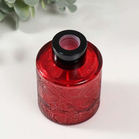 Diffusor for essential oils with a “flower” lid is a transparent red 100 ml 6x6x8 cm-2
