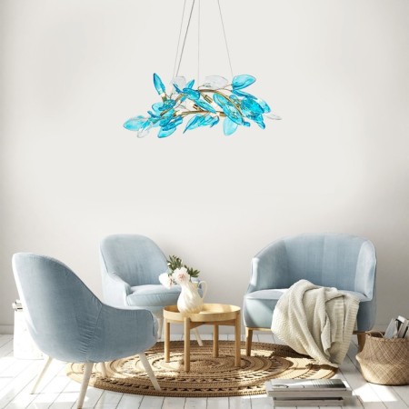 Suspended Indigo lamp, 11043/6p blue. 6x20W, G9, 600x600x225/1500 mm-3