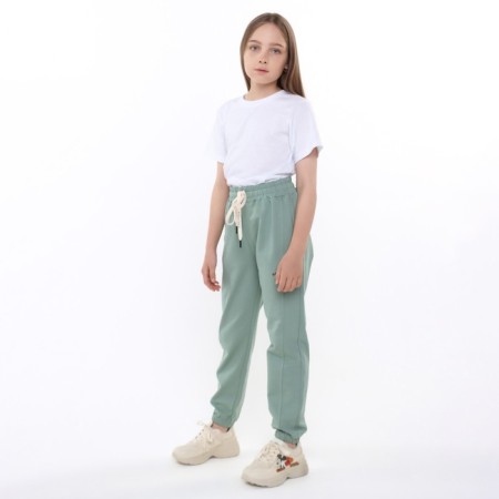 Sports pants for girls, color light green, height 146 cm-1