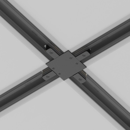 Connector X-shaped for the built-in track system Technical tra002CX-11B, 13x13x2 cm, black color-5