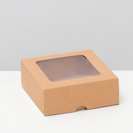 The box is folding, the lid is, with the window, craft, 13 x 13 x 5 cm