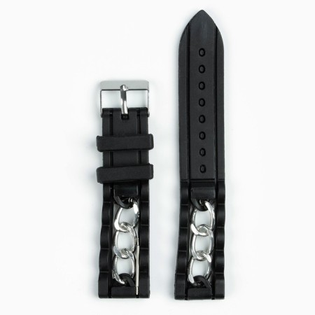 Watch strap, 20 mm, silicone, L-20 cm, black-1