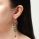 Hanging earrings with rhinestones "evening" plexus, emerald color in gold, 8 cm