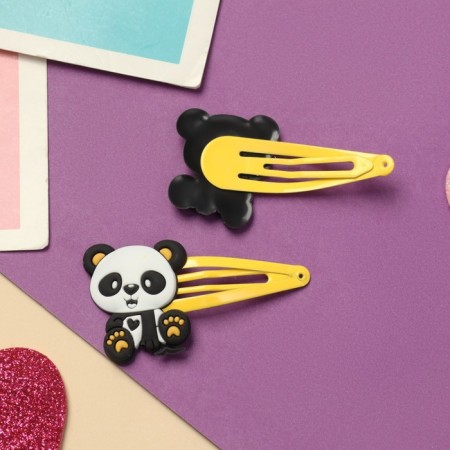 Invisibility for hair "Princess" (set 2 pcs) Panda, 5.5 cm, yellow-2
