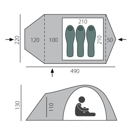Tent, Trekking Voyager, Green, 3-seater-1
