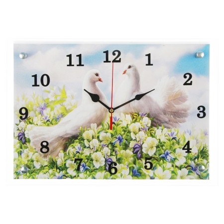 Carty clock is wall-mounted, interior "pair of pigeons", silent, 25 x 35 cm