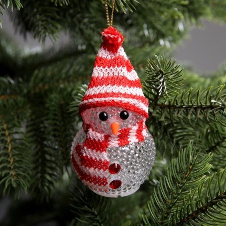 Christmas tree toy "Snowman", 10 cm, from batteries, glow of multi (RGB)-1