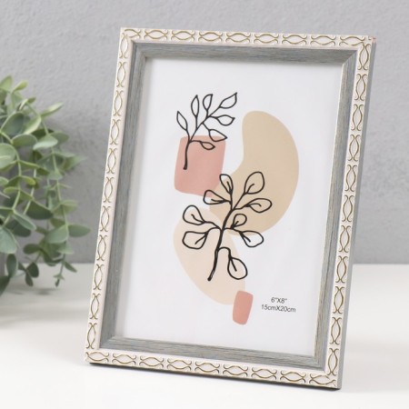 Photo frame plastic 15x20 cm "Golden brackets. Double" gray 18.5x23.5 cm-1