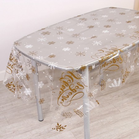 New Year's tablecloth “Happy New Year!” (transparent), 130x200 cm-2