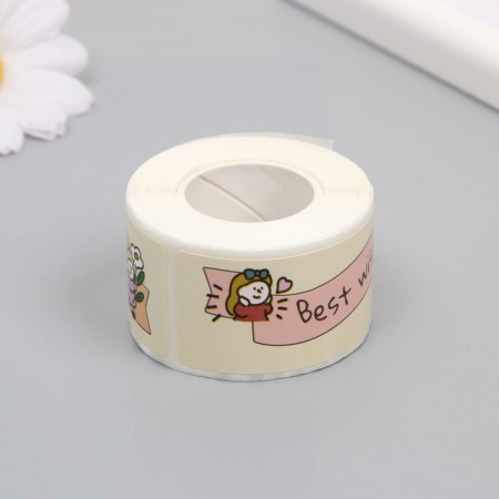 Stick Paper "with the best wishes" 2.5x7.6 cm 120 pcs in a rolon 3x5x5 cm-2