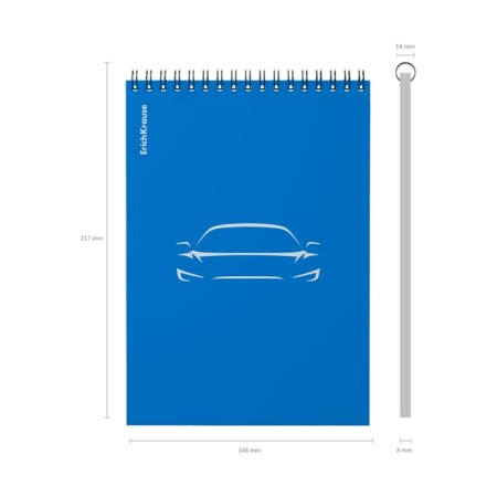 Notepad for spirals A5, 80 sheets, cage, Erichkrause "Mirage", plastic cover silk -screen cover, OFSET BELICE 100%, blue-3