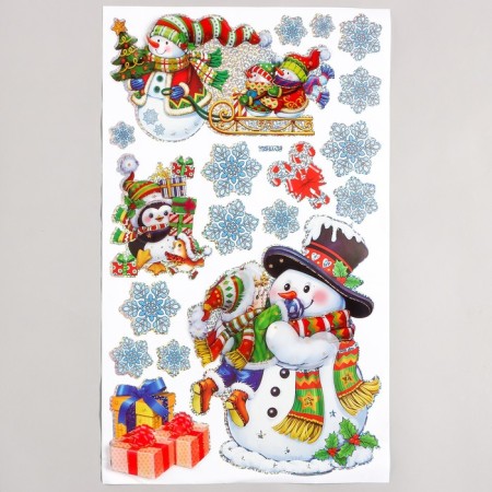 Sticker Plastic Interior 3D "Santa Claus and Snow Maiden" MIX 30x50 cm-3