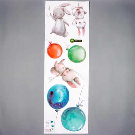Stick plastic interior color "Bunnies and balloons" 30x90 cm-1