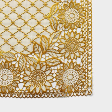 Openwork napkin for the PVC Sunflower PVC table, 45 × 30 cm, gold color-1