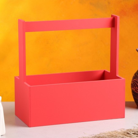 Wooden Kashpo "Hellas Large, Pack", with a pen, red, 25 × 12.5 × 10 (25) cm-2