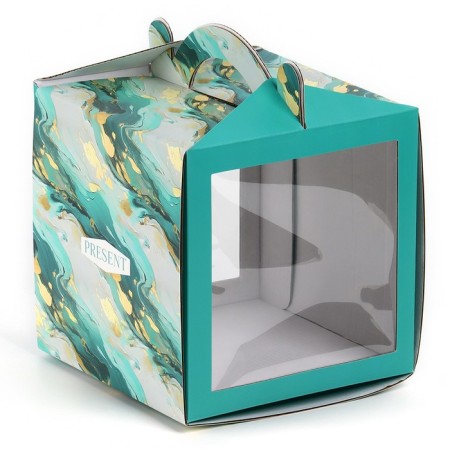 Confectionery box with a window, a chest, "marble", 20 x 20 x 20 cm