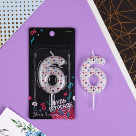 Candle for the cake, number "6", 5.5 x 8 cm.-1