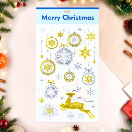 Stickers on the windows "New Year" Christmas tree toys, 47 x 25 cm-1