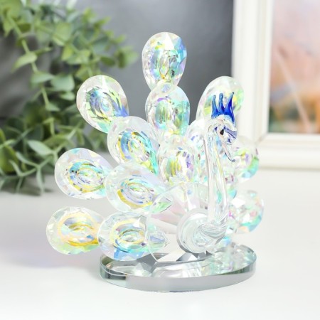 Souvenir glass "Peacock with a fluffy tail" The effect of Muranian glass 8x14x13 cm