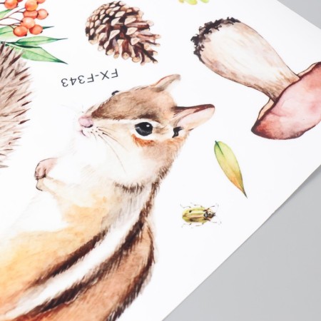Sticker Plastic Interior Color "Hedgehog and Burunduk" 20x29 cm-2