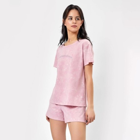Female set (T-shirt/shorts), powder pink color, size 42-8