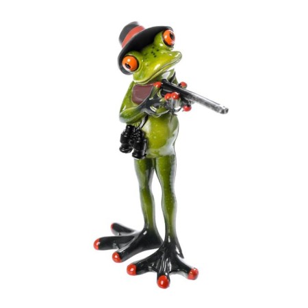 Souvenir Polystone Lak "Frog with a gun" 17.5x5.3x13 cm-4