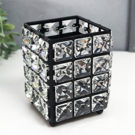 Summary Metal for 1 candle "Crystals" rectangle black 12x10x10 cm-1