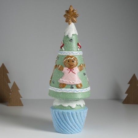 Souvenir Ceramics Light "Gingerbread Christmas tree with cookies" Green 10x10x31 cm