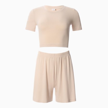 Female set (T-shirt, shorts) minku: Home Collection Beige color, rr 46-9
