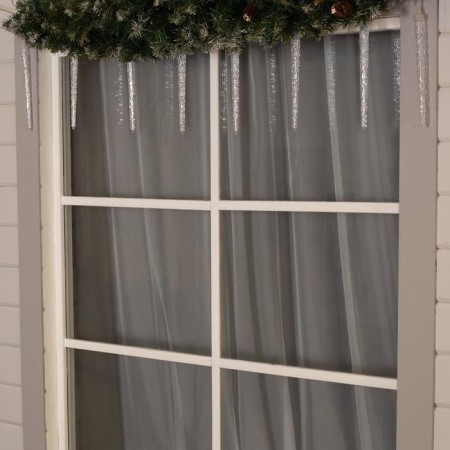 Garland "icicles rhyflated" 2.5 × 0.3 m, IP65, transparent thread, 192 LED, green glow with a drain effect, 12 V-1