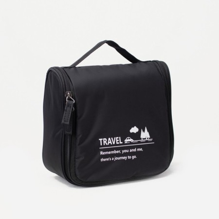 Cosmetic bag, a lightning department, with a handle, with a hook, black color