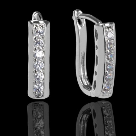 Schwenzes with zircon "Classic", white color in silver