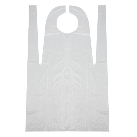 Apron protective white 10 μm size 68*110 cm 50 pcs/un