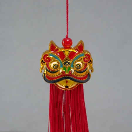 Textile suspension, plastic "Chinese lion" red 2x4x14 cm-2