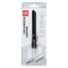 Office scissors 17cm, black blade, plastic handles, transparent