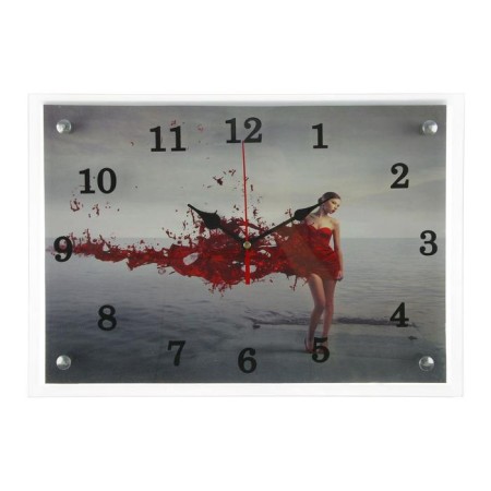 Carty clock is wall-mounted, series: people, "Girl in red" 25x35 cm-3
