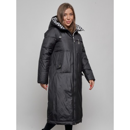 Coat insulated winter female, size 44, black color-6