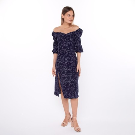 Women's dress, dark blue color, size 48-2
