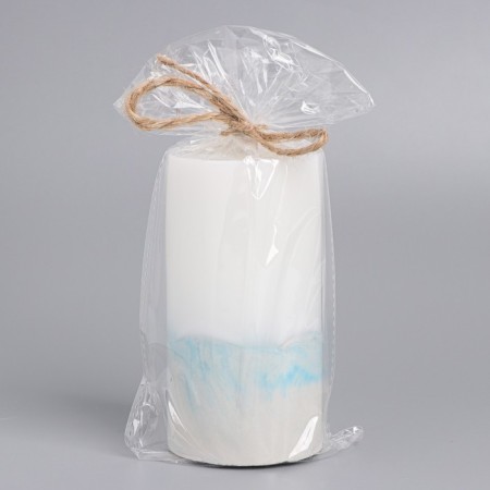 Candle with concrete, 5x10 cm, white-blue-2
