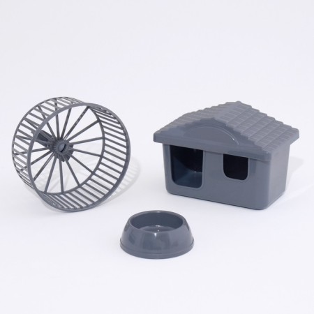 Mini cell for rodents "Pijon" No. 1-1, with filling, 27 x 15 x 13 cm, gray-14