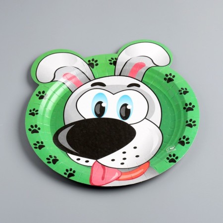 Disposable plate "dog" laminated, cardboard, 23 cm