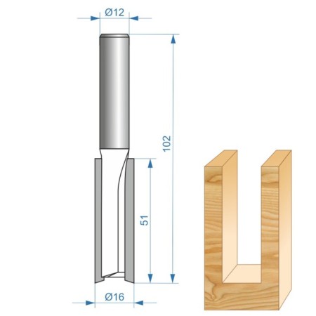 Frases groove Encor Prof 46029, straight, on wood, d = 12 mm, 16 x 51 mm-3