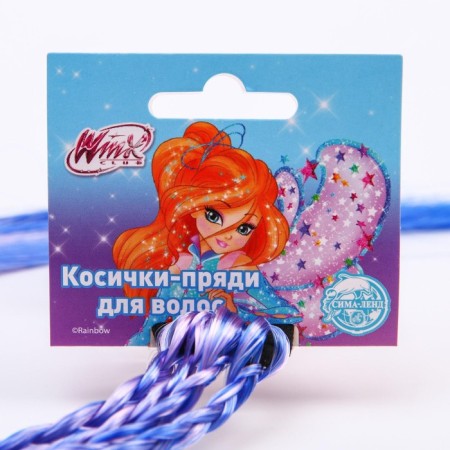 Hair pigtails on elastic band, blue, winx-2