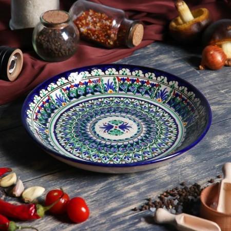 Largan Rishtan ceramics "Patterns", 25 cm, blue-6